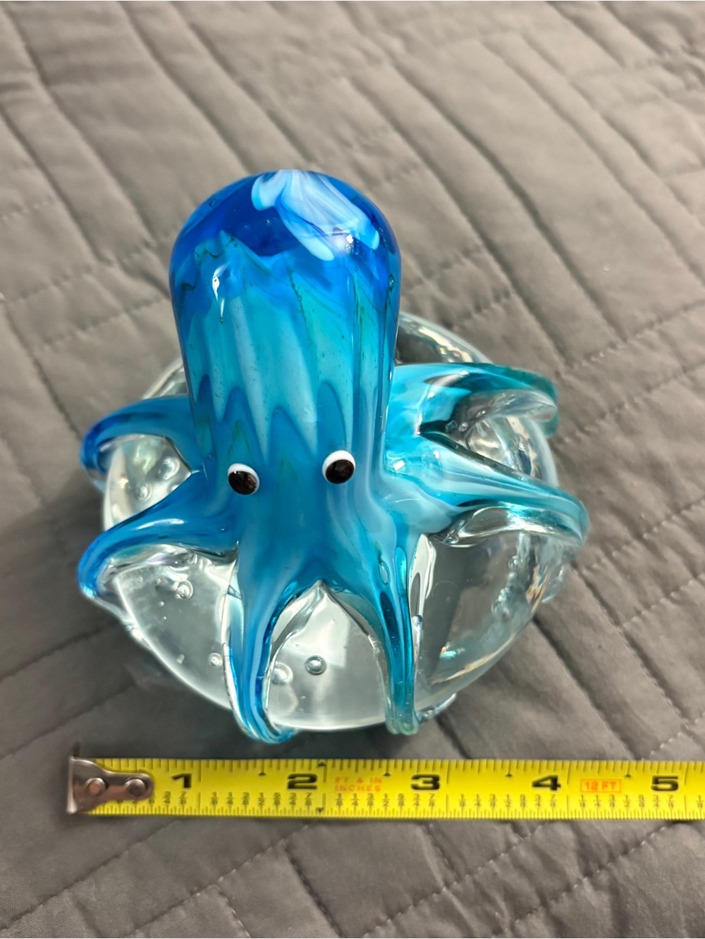 Handmade Octopus Blown Glass Figurine Gift Home Decor Blue-Green Paper Weight - Picture 10 of 15